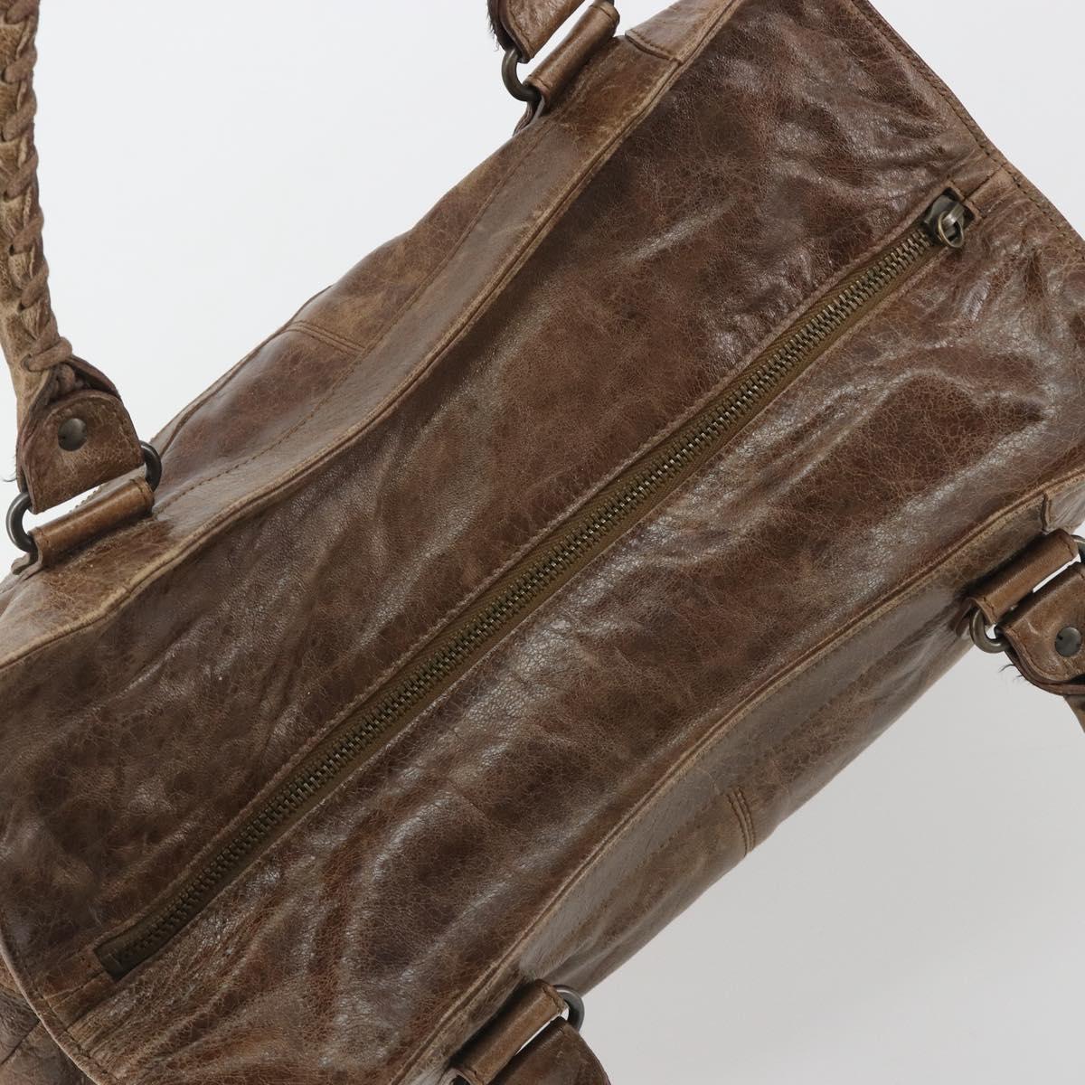 BALENCIAGA Lucity Large Hand Bag Leather Brown 173086 Auth 192215