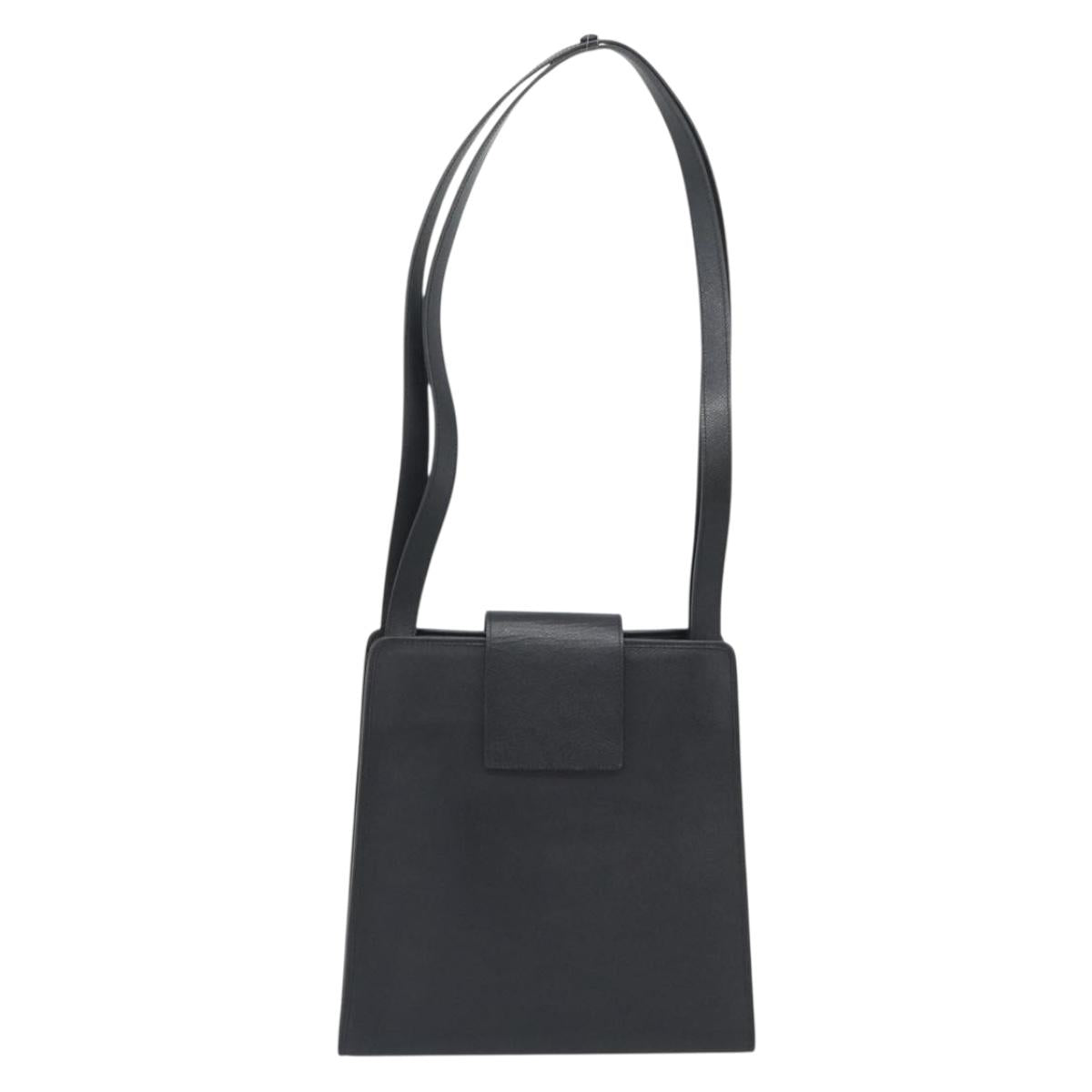 SAINT LAURENT Shoulder Bag Leather Black Gold Auth 192219V