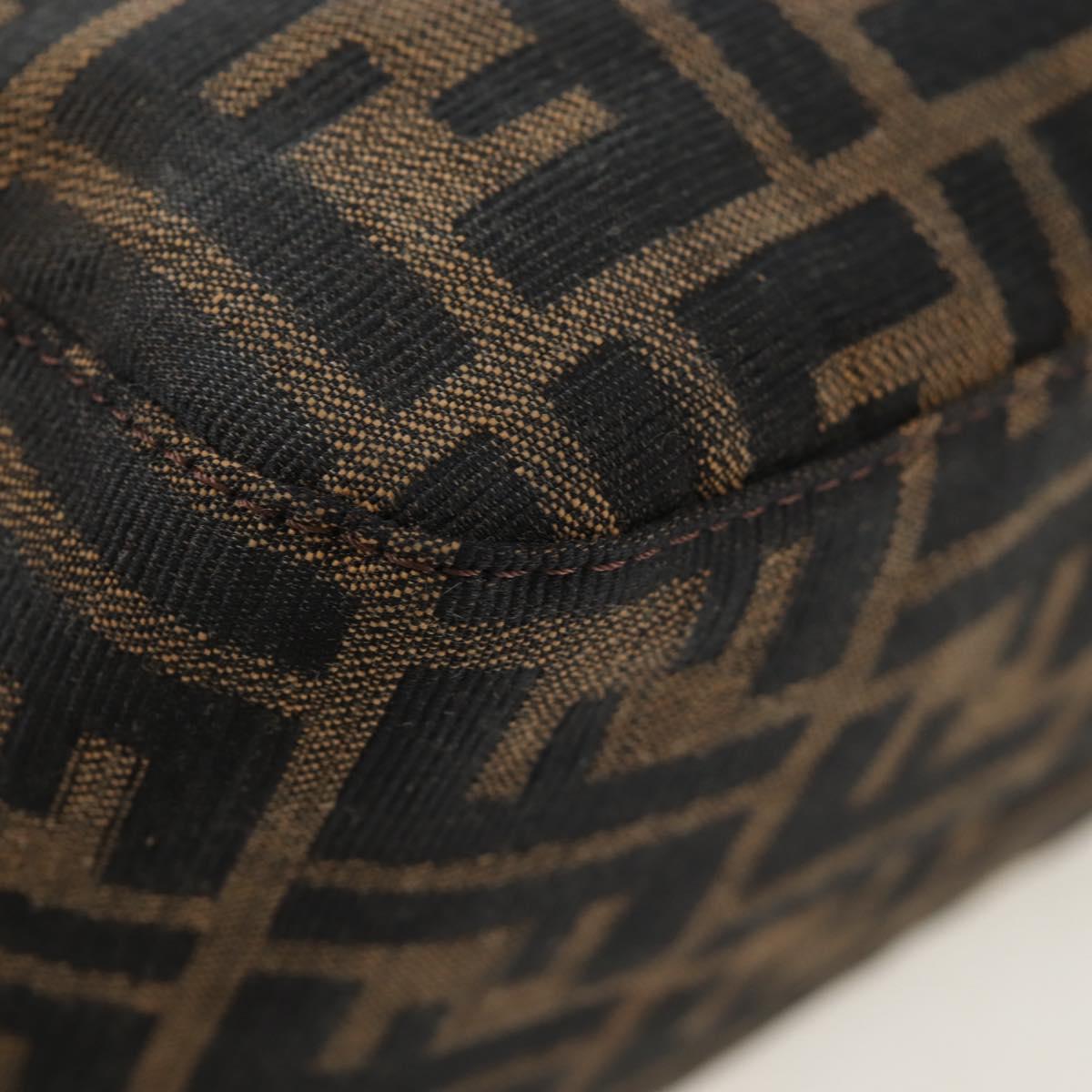 FENDI Zucca Canvas Mamma Baguette Shoulder Bag Brown Black Auth 192220V