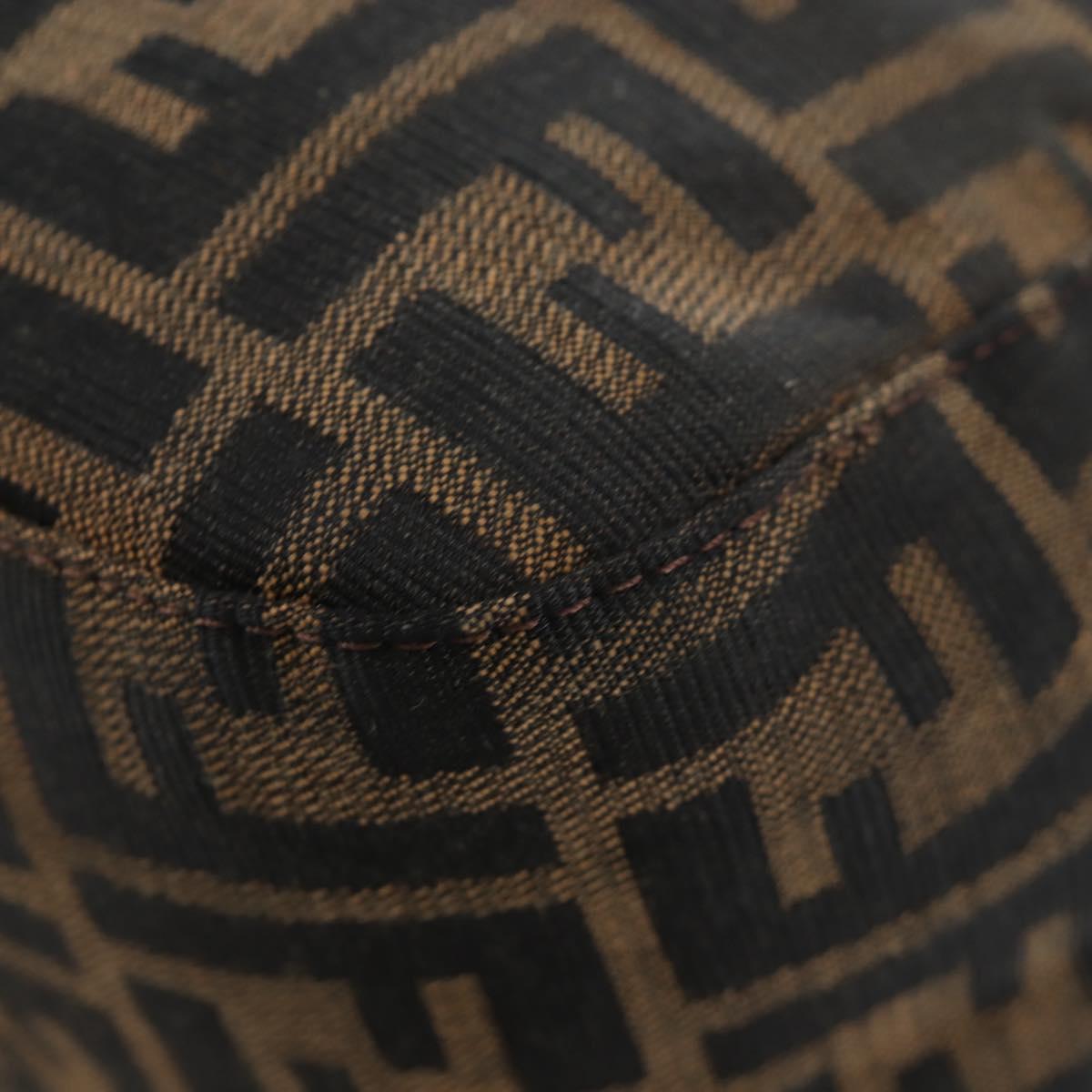 FENDI Zucca Canvas Mamma Baguette Shoulder Bag Brown Black Auth 192220V