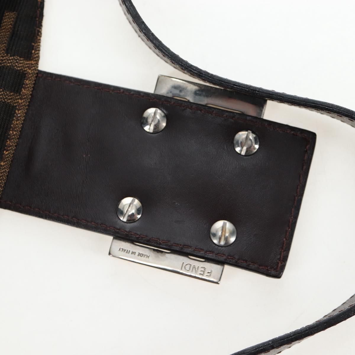 FENDI Zucca Canvas Mamma Baguette Shoulder Bag Brown Black Auth 192220V