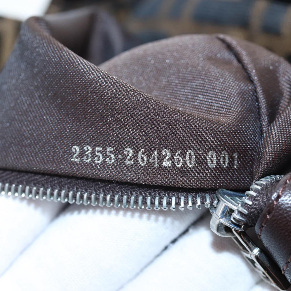 FENDI Zucca Canvas Mamma Baguette Shoulder Bag Brown Black Auth 192220V