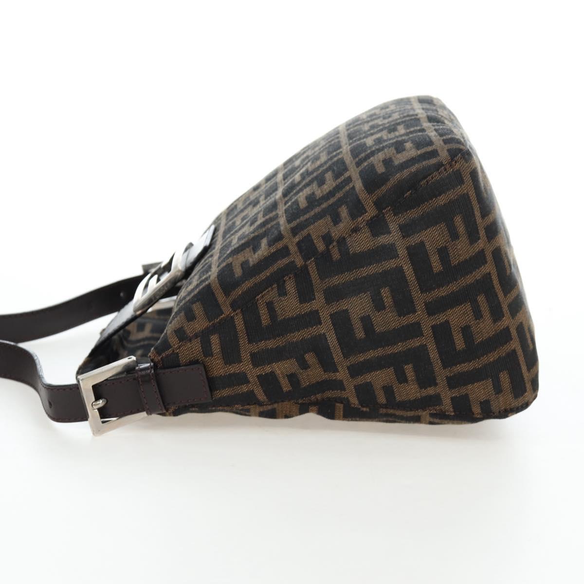 FENDI Zucca Canvas Mamma Baguette Shoulder Bag Brown Black Auth 192220V