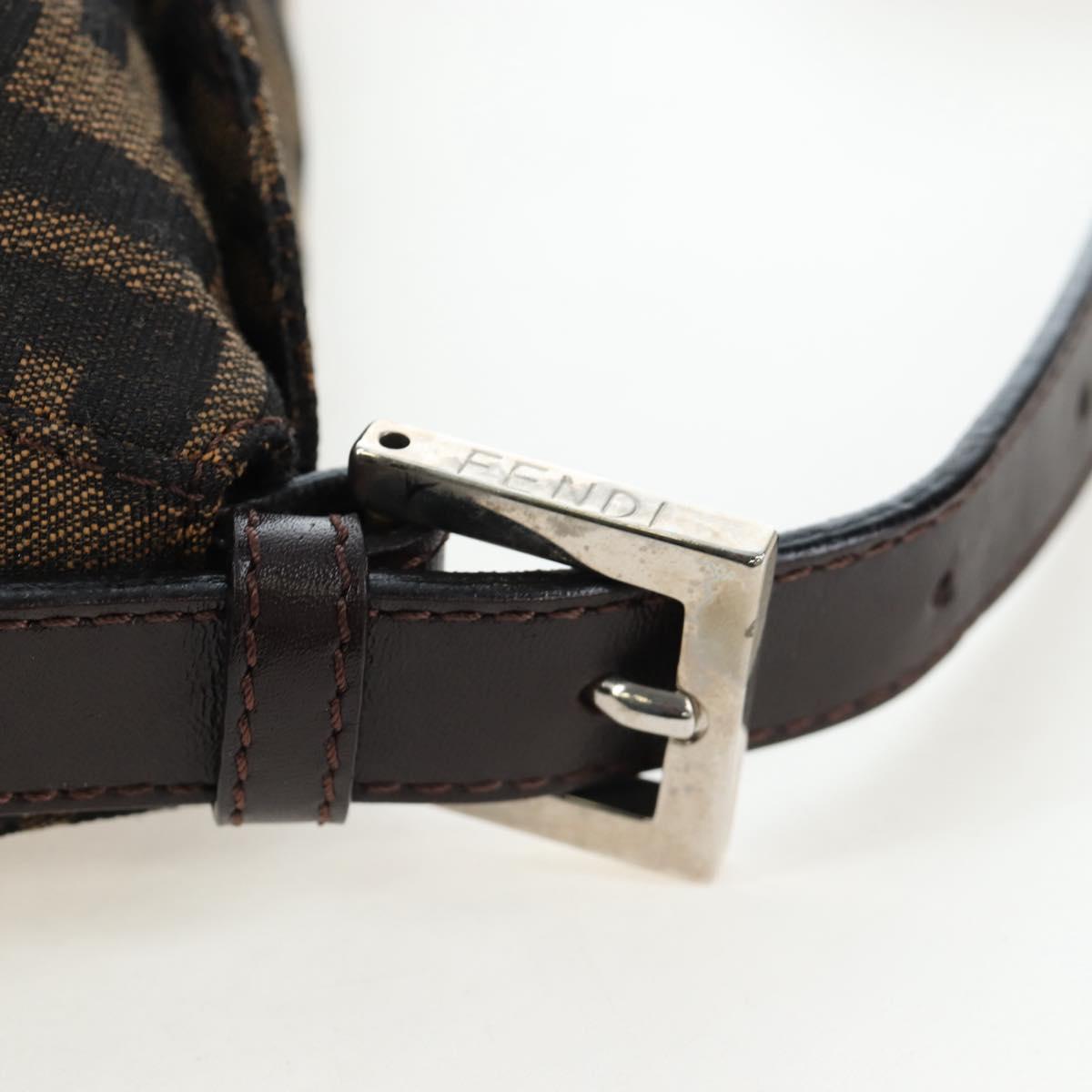 FENDI Zucca Canvas Mamma Baguette Shoulder Bag Brown Black Auth 192220V