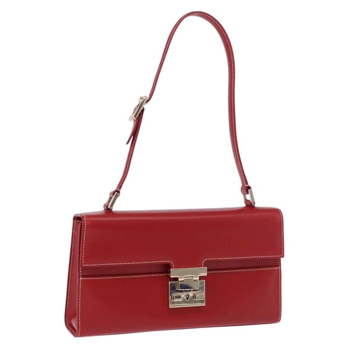 GUCCI Ready Lock Shoulder Bag Leather Red Gold 001 4214 Auth 192221V