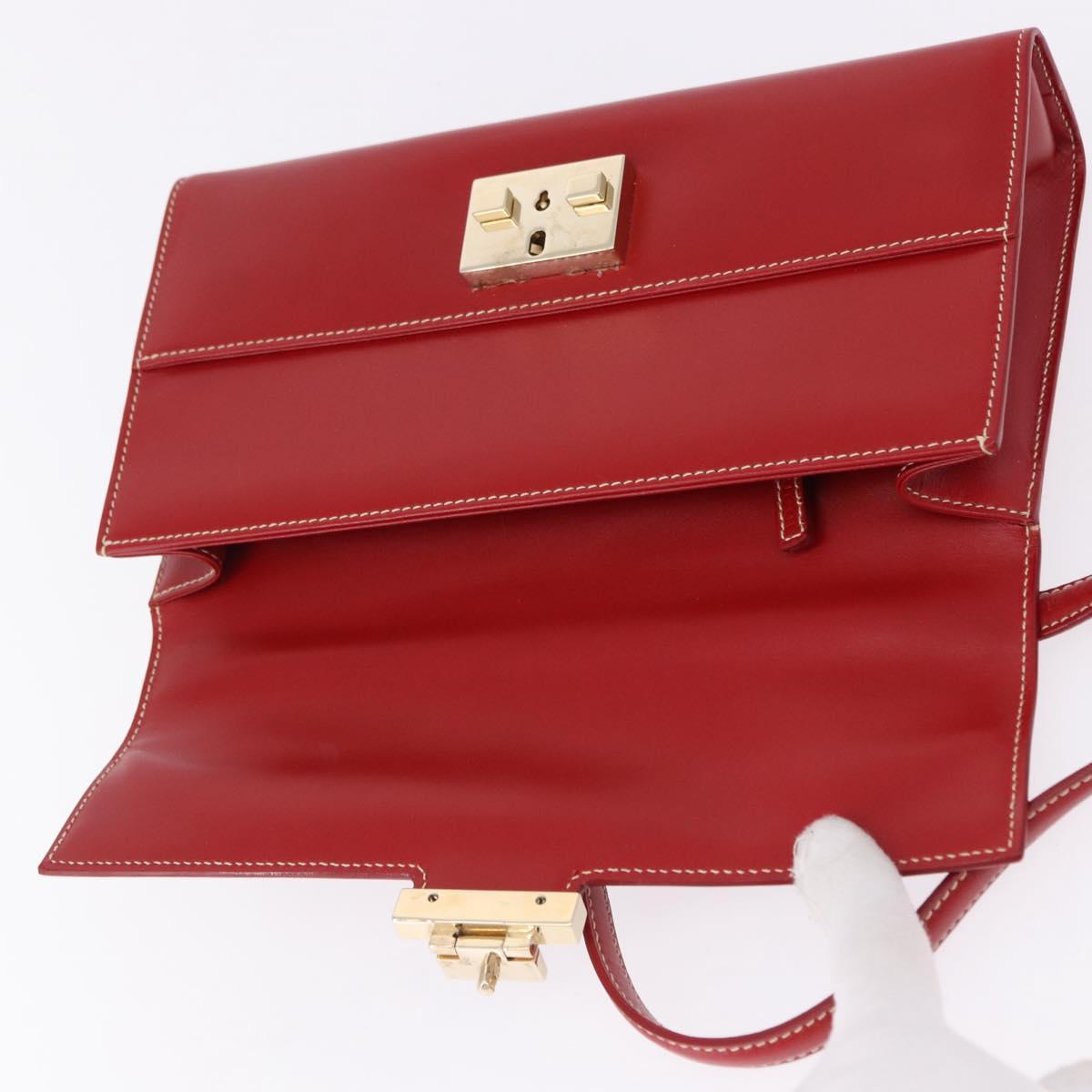 GUCCI Ready Lock Shoulder Bag Leather Red Gold 001 4214 Auth 192221V