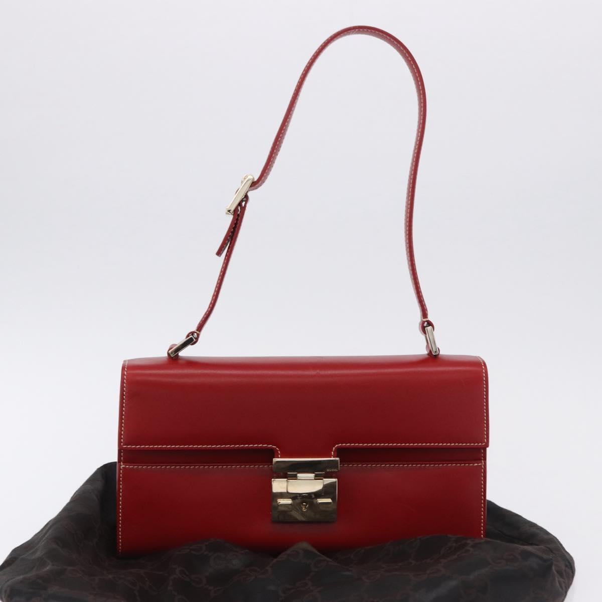 GUCCI Ready Lock Shoulder Bag Leather Red Gold 001 4214 Auth 192221V
