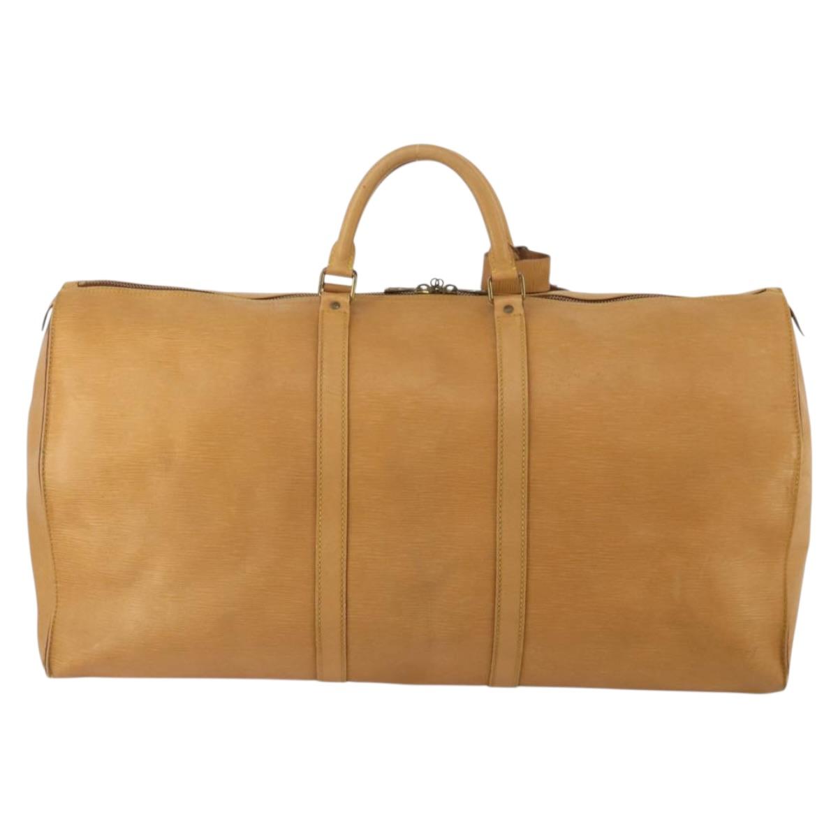 LOUIS VUITTON Epi Keepall 60 Boston Bag Brown Zipangu Gold M42948 LV Auth 192224