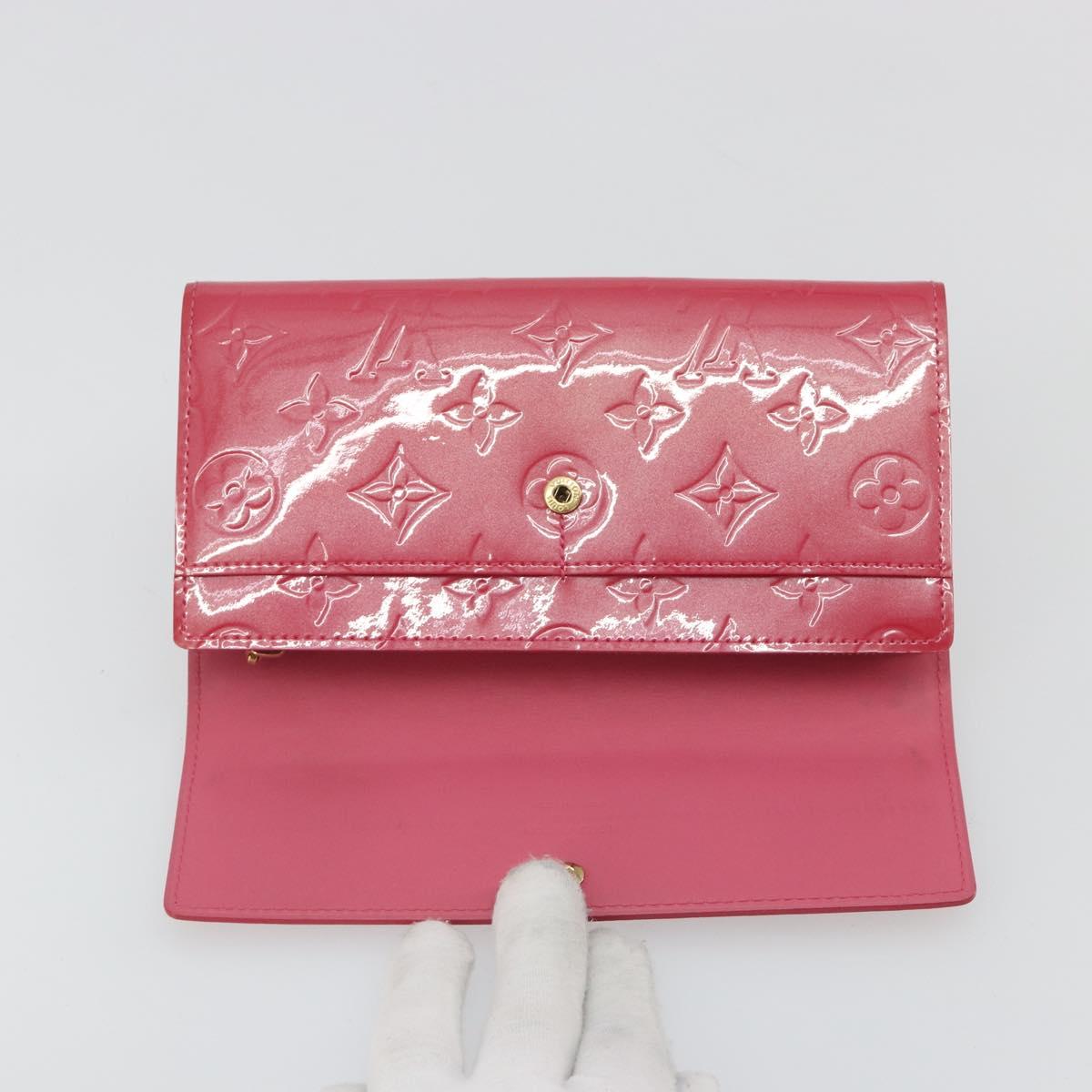 LOUIS VUITTON Vernis Porte Monnaie Credit Wallet Fusha Pink M91236 Auth 192227V