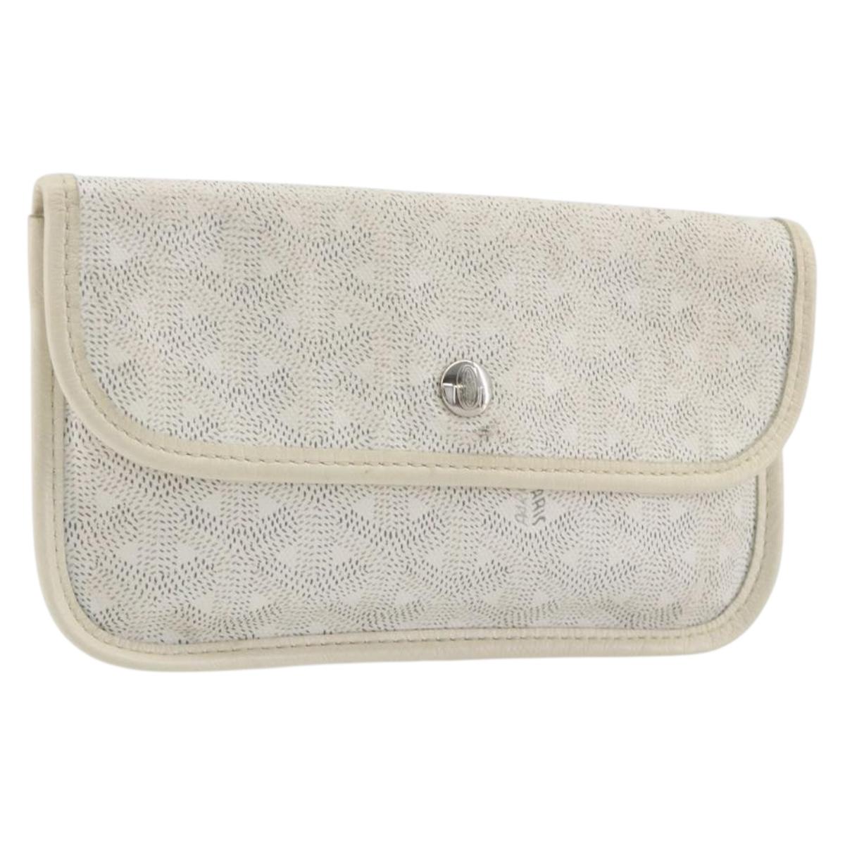 GOYARD Herringbone Pouch PVC White Auth 192230