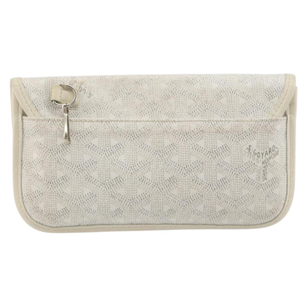 GOYARD Herringbone Pouch PVC White Auth 192230