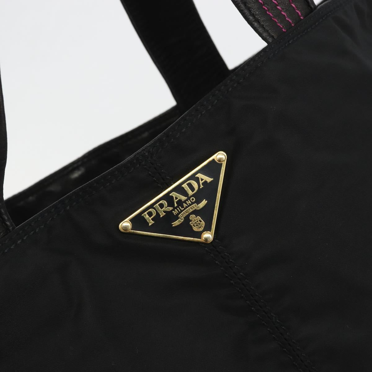 PRADA Tote Bag Nylon Black Gold Auth 192232A
