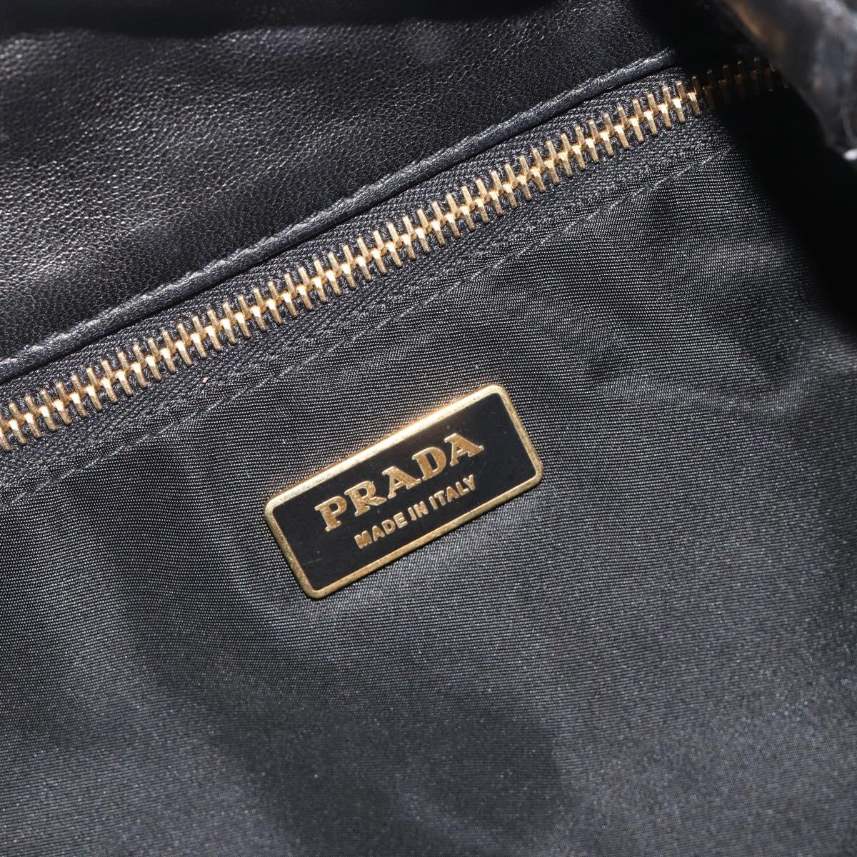 PRADA Tote Bag Nylon Black Gold Auth 192232A