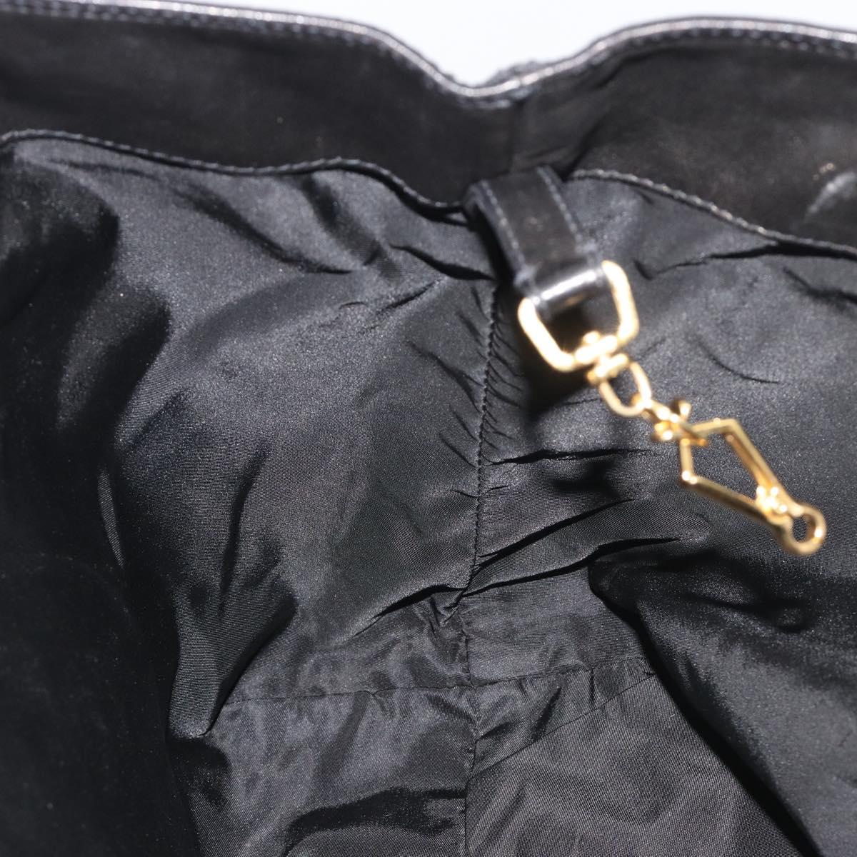 PRADA Tote Bag Nylon Black Gold Auth 192232A