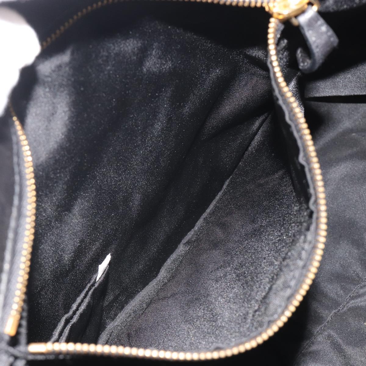 PRADA Tote Bag Nylon Black Gold Auth 192232A