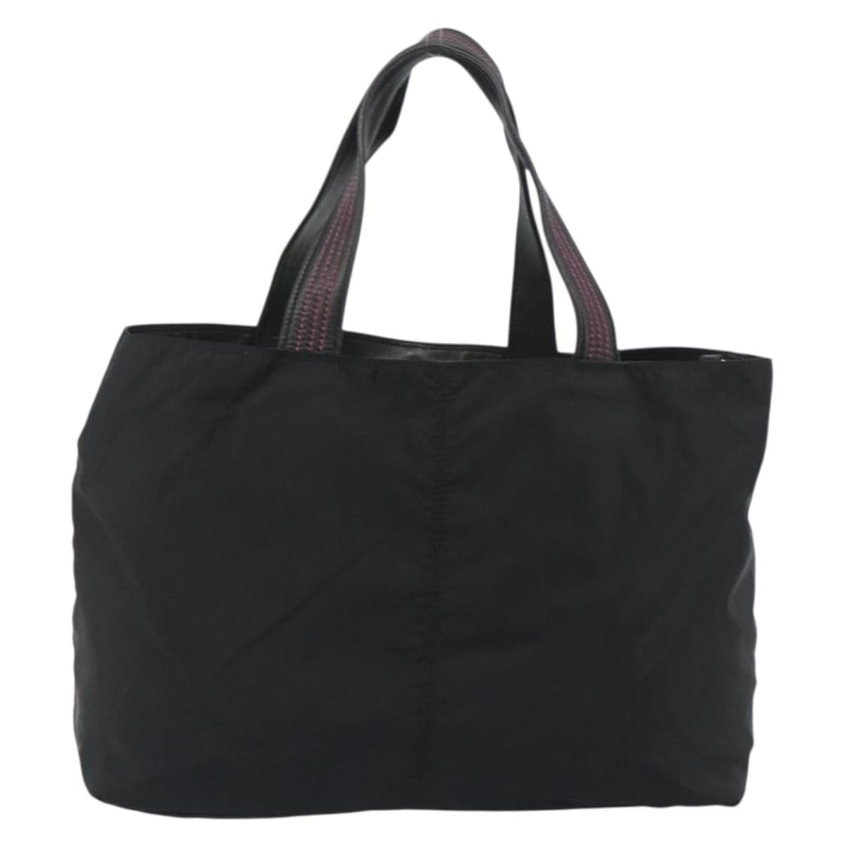 PRADA Tote Bag Nylon Black Gold Auth 192232A