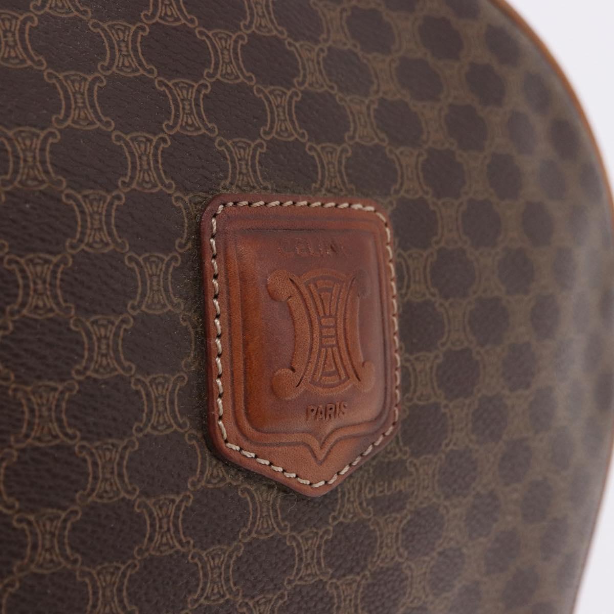 CELINE Macadam Canvas Hand Bag PVC Leather 2way Brown Gold Auth 192234