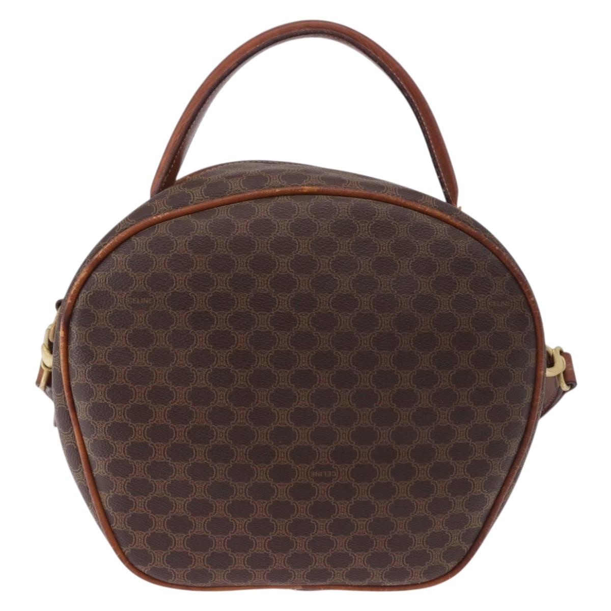CELINE Macadam Canvas Hand Bag PVC Leather 2way Brown Gold Auth 192234