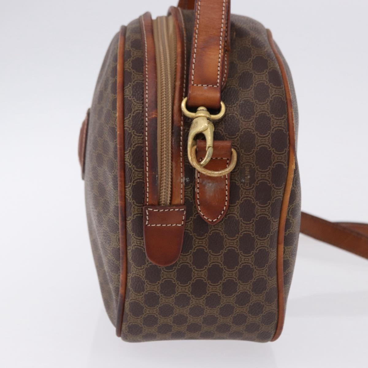 CELINE Macadam Canvas Hand Bag PVC Leather 2way Brown Gold Auth 192234