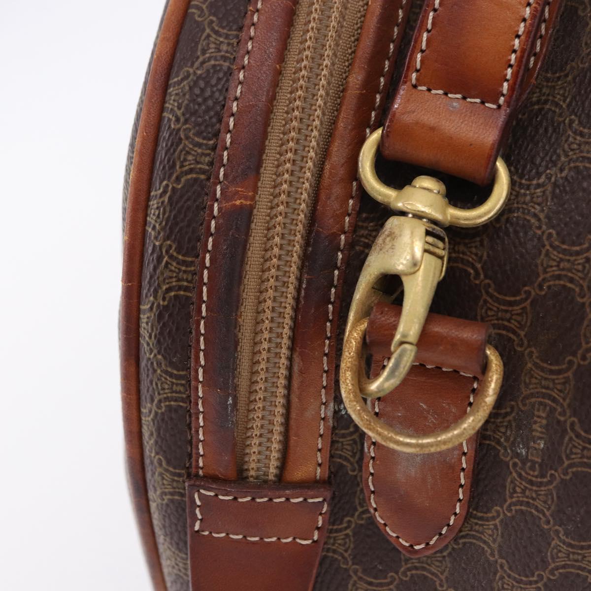 CELINE Macadam Canvas Hand Bag PVC Leather 2way Brown Gold Auth 192234