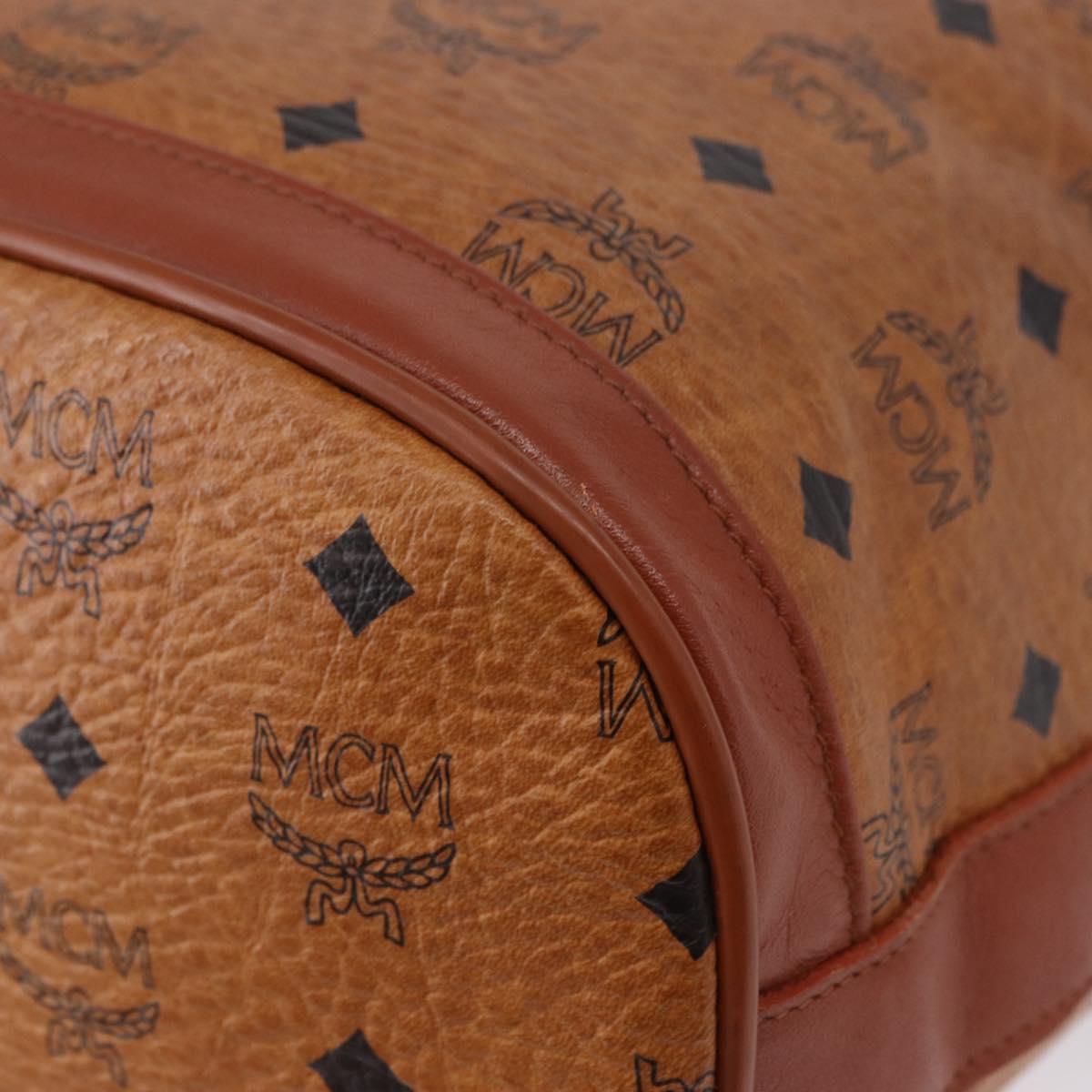 MCM Vicetos Logogram Shoulder Bag PVC Leather Brown Gold Auth 192235
