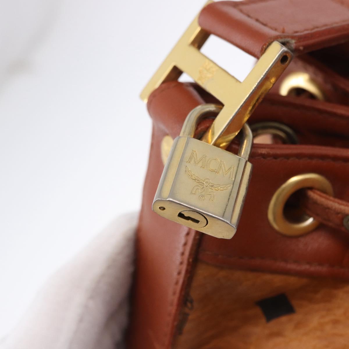 MCM Vicetos Logogram Shoulder Bag PVC Leather Brown Gold Auth 192235