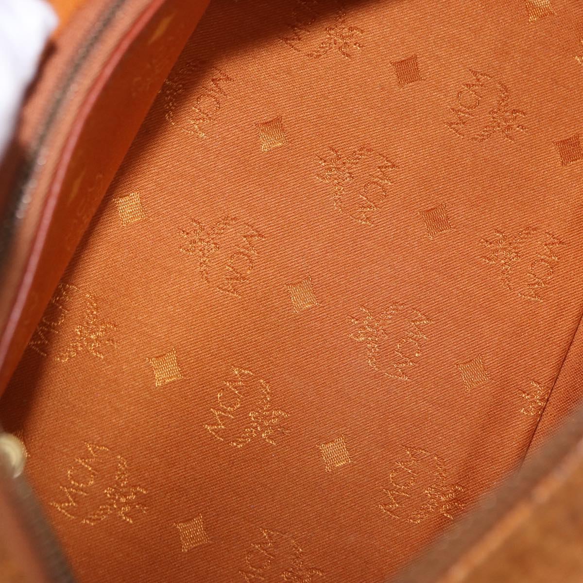 MCM Logogram Vicetos Boston Bag PVC Leather Brown Gold Auth 192236