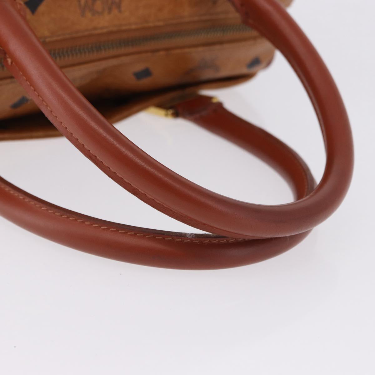 MCM Logogram Vicetos Boston Bag PVC Leather Brown Gold Auth 192236