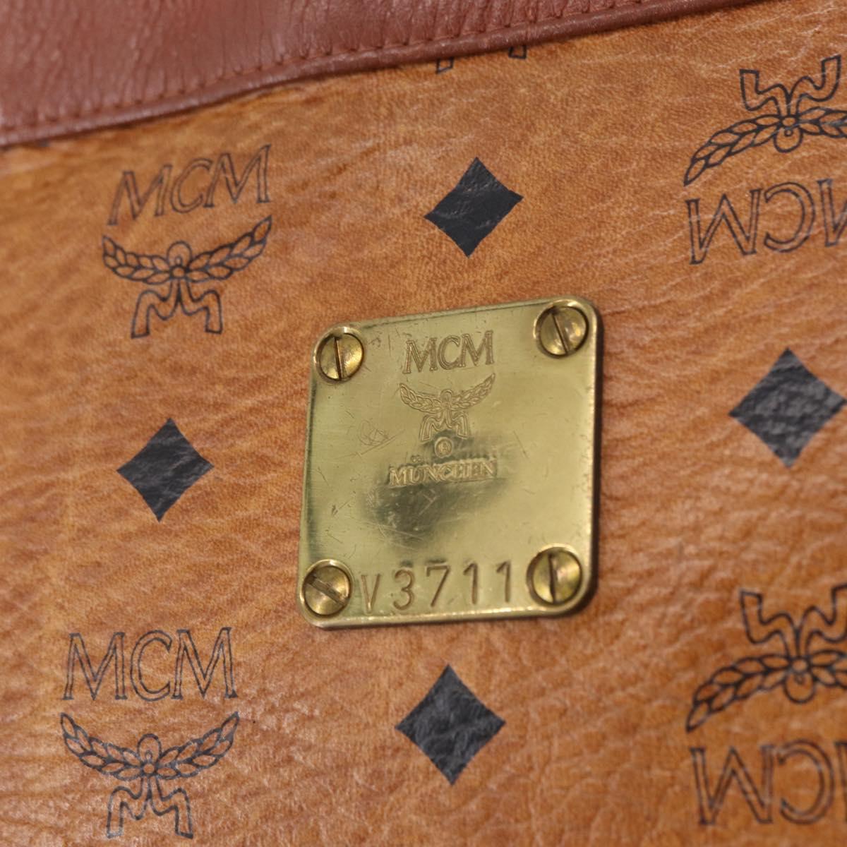 MCM Vicetos Logogram Shoulder Bag PVC Leather Brown Gold Auth 192237