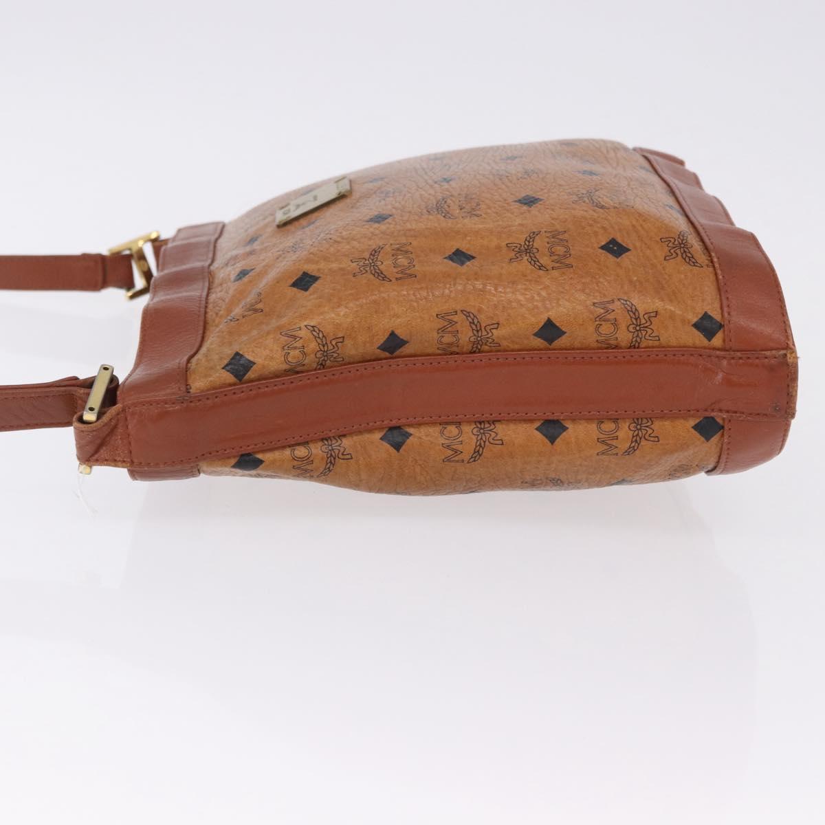 MCM Vicetos Logogram Shoulder Bag PVC Leather Brown Gold Auth 192237