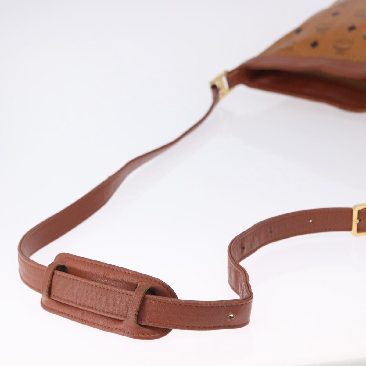 MCM Vicetos Logogram Shoulder Bag PVC Leather Brown Gold Auth 192237