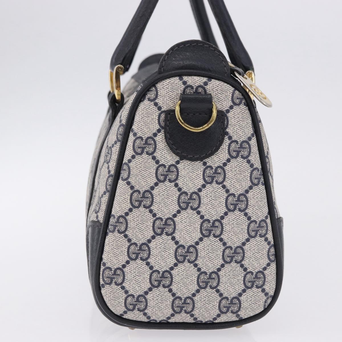 GUCCI GG Supreme Boston Bag PVC Navy Gold Auth 192238A