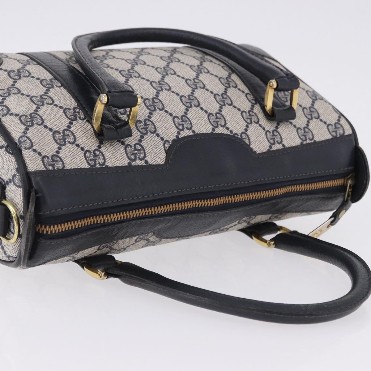 GUCCI GG Supreme Boston Bag PVC Navy Gold Auth 192238A