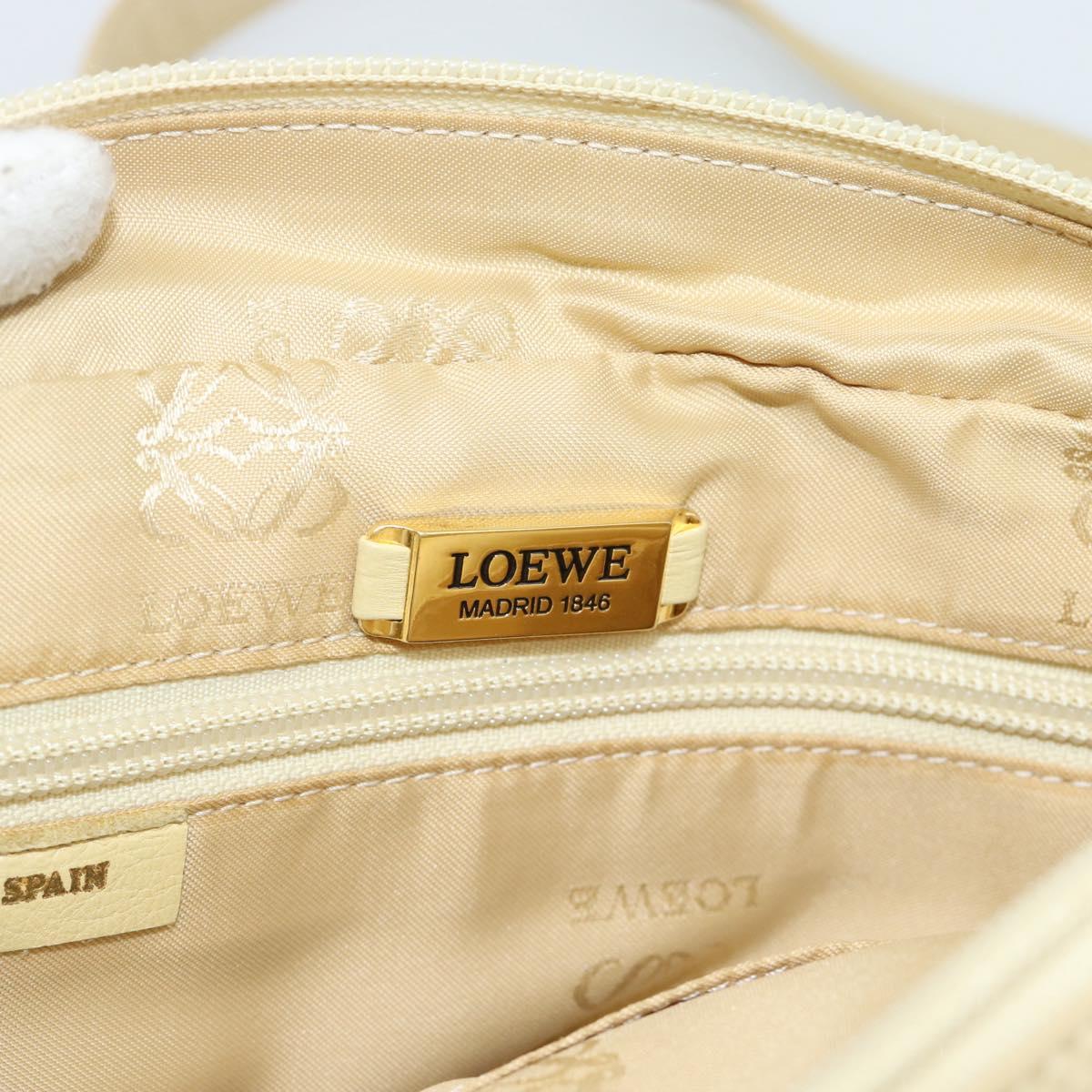 LOEWE Chain Shoulder Bag Leather Beige Gold Auth 192241A