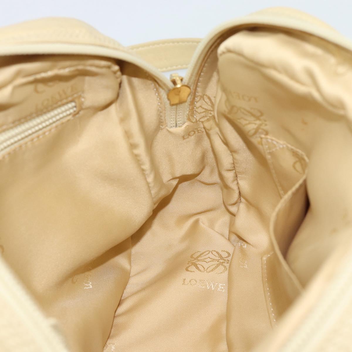 LOEWE Chain Shoulder Bag Leather Beige Gold Auth 192241A
