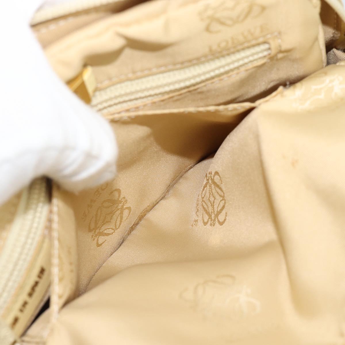 LOEWE Chain Shoulder Bag Leather Beige Gold Auth 192241A