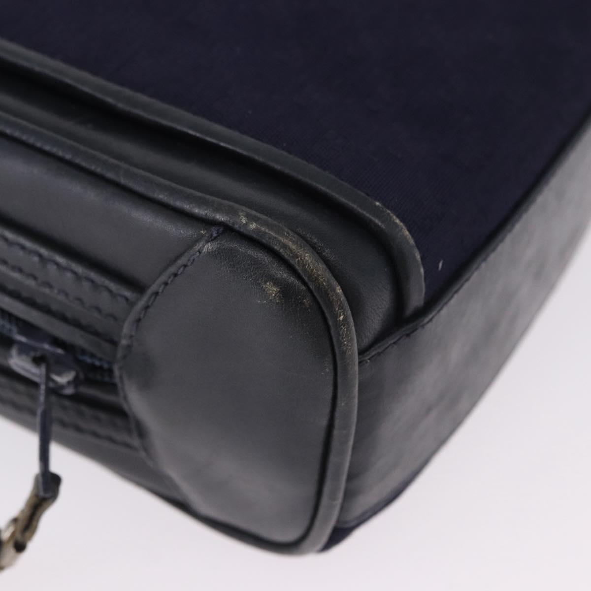 GUCCI Micro GG Canvas Shoulder Bag Navy Gold Auth 192243