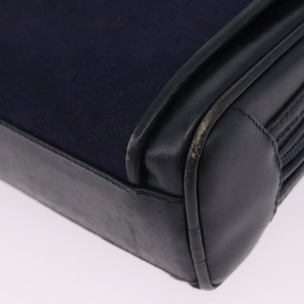 GUCCI Micro GG Canvas Shoulder Bag Navy Gold Auth 192243