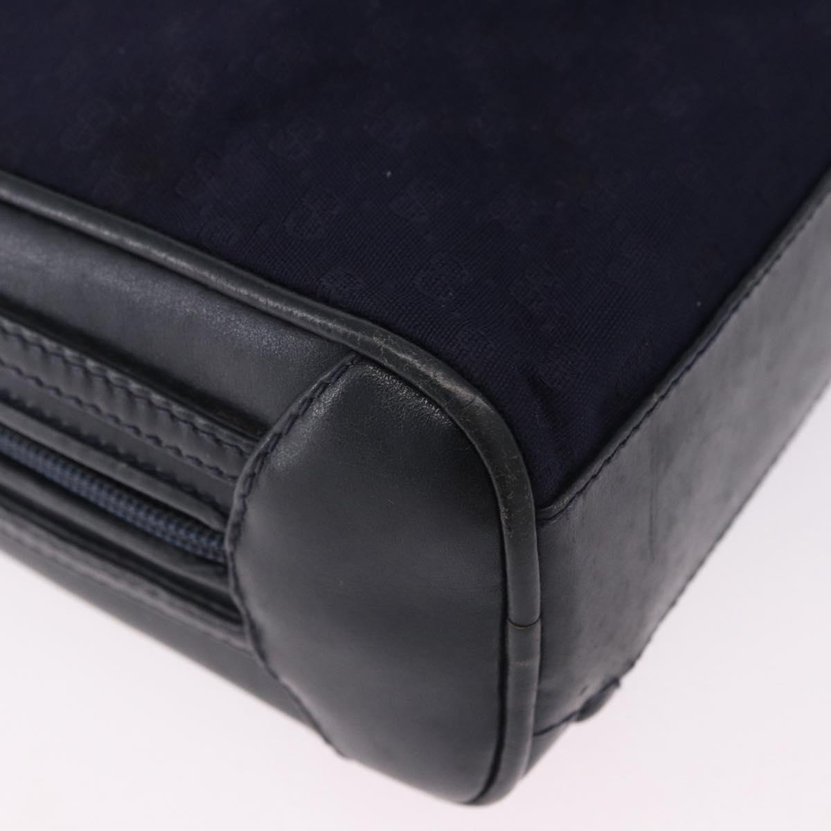 GUCCI Micro GG Canvas Shoulder Bag Navy Gold Auth 192243