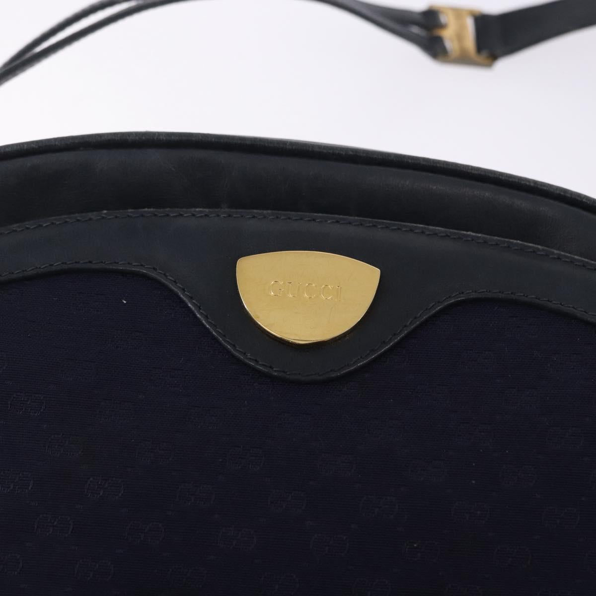 GUCCI Micro GG Canvas Shoulder Bag Navy Gold Auth 192243