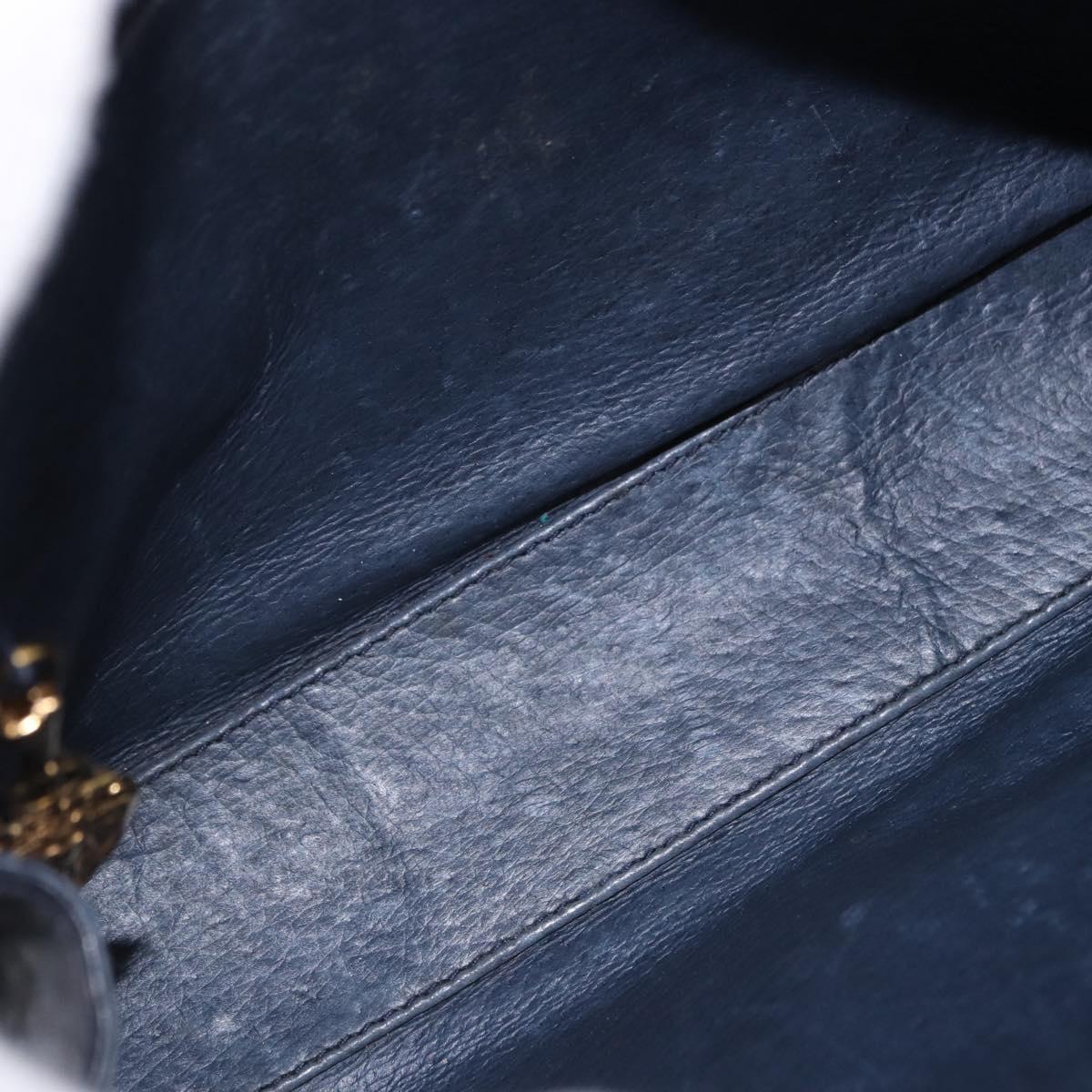 GUCCI Micro GG Canvas Shoulder Bag Navy Gold Auth 192243