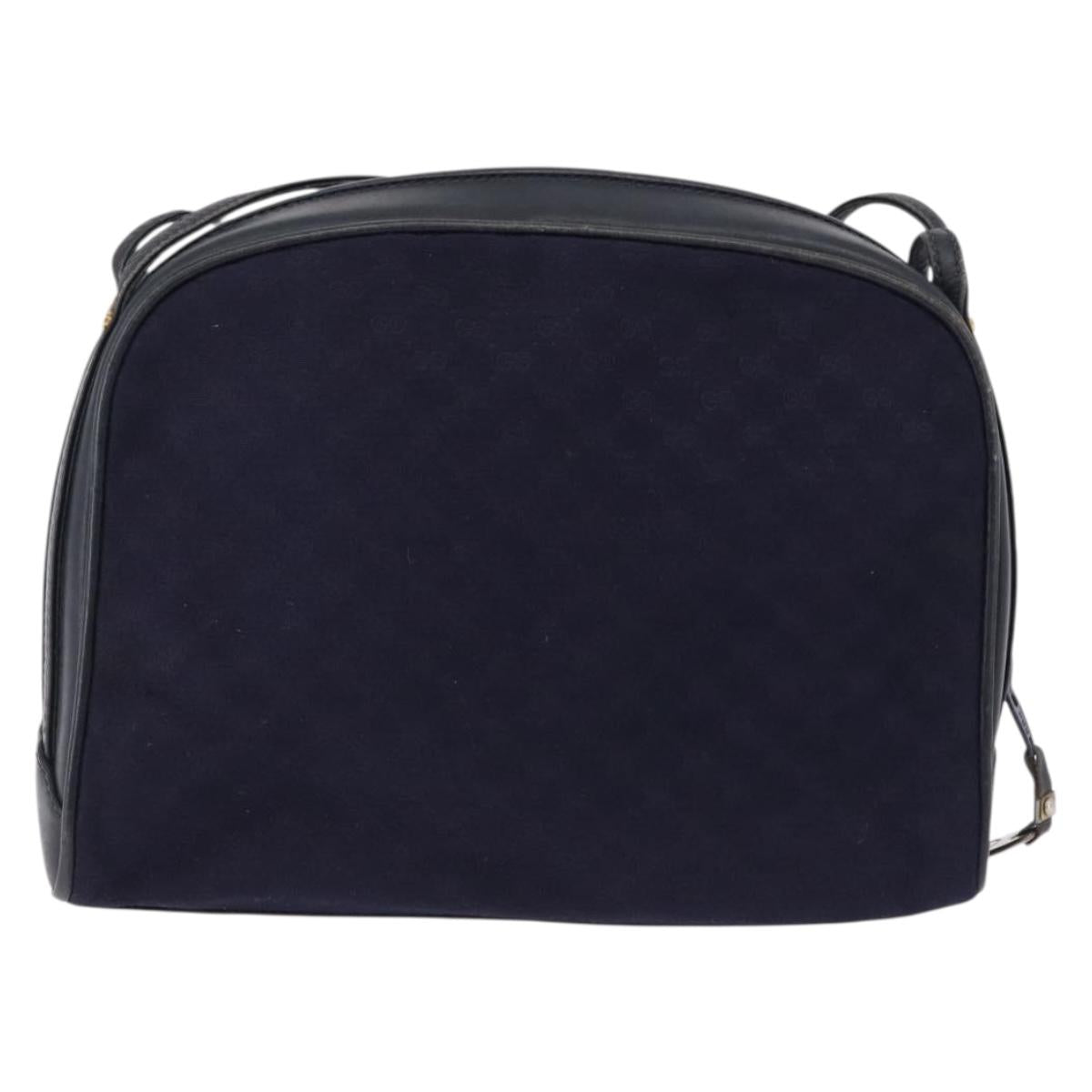 GUCCI Micro GG Canvas Shoulder Bag Navy Gold Auth 192243