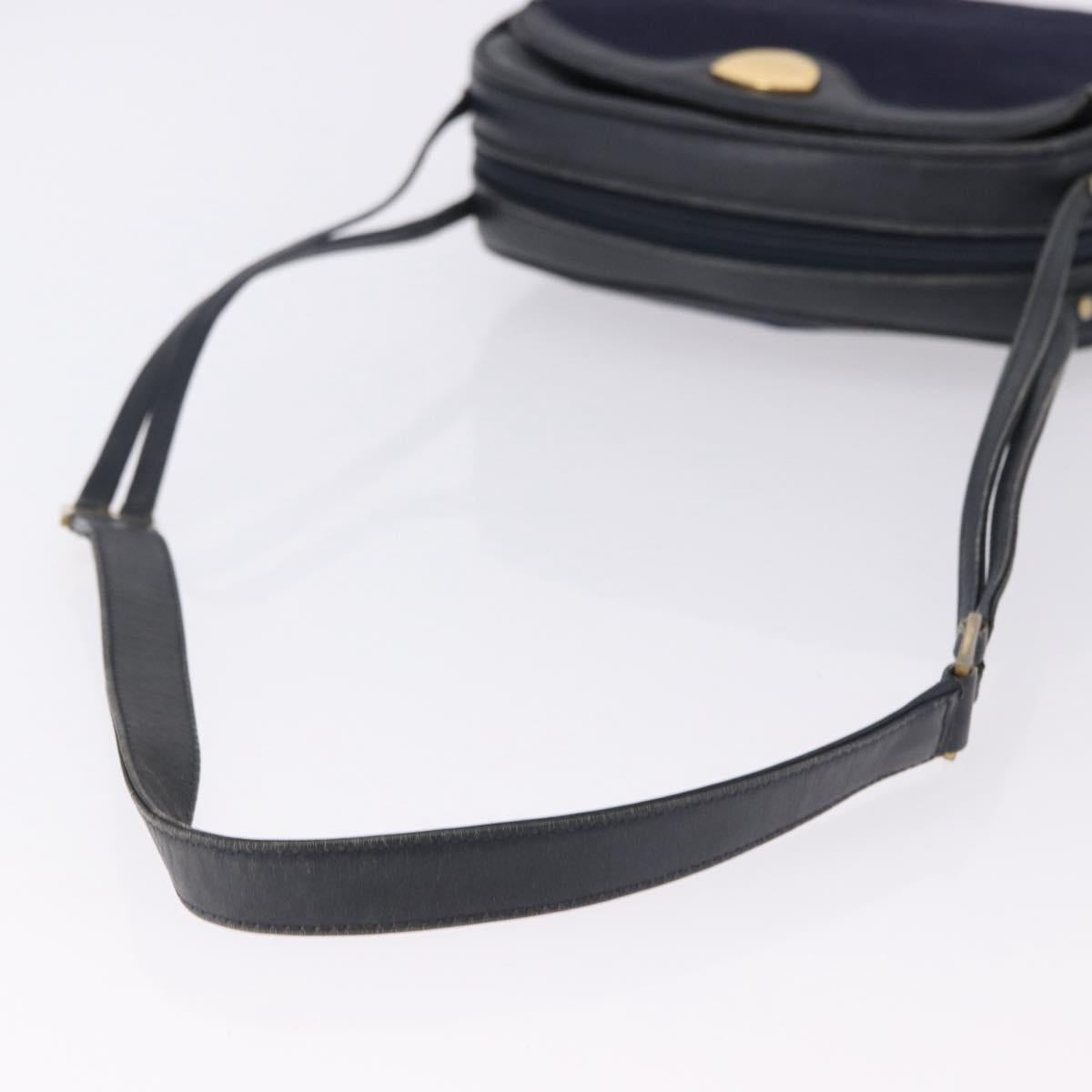 GUCCI Micro GG Canvas Shoulder Bag Navy Gold Auth 192243