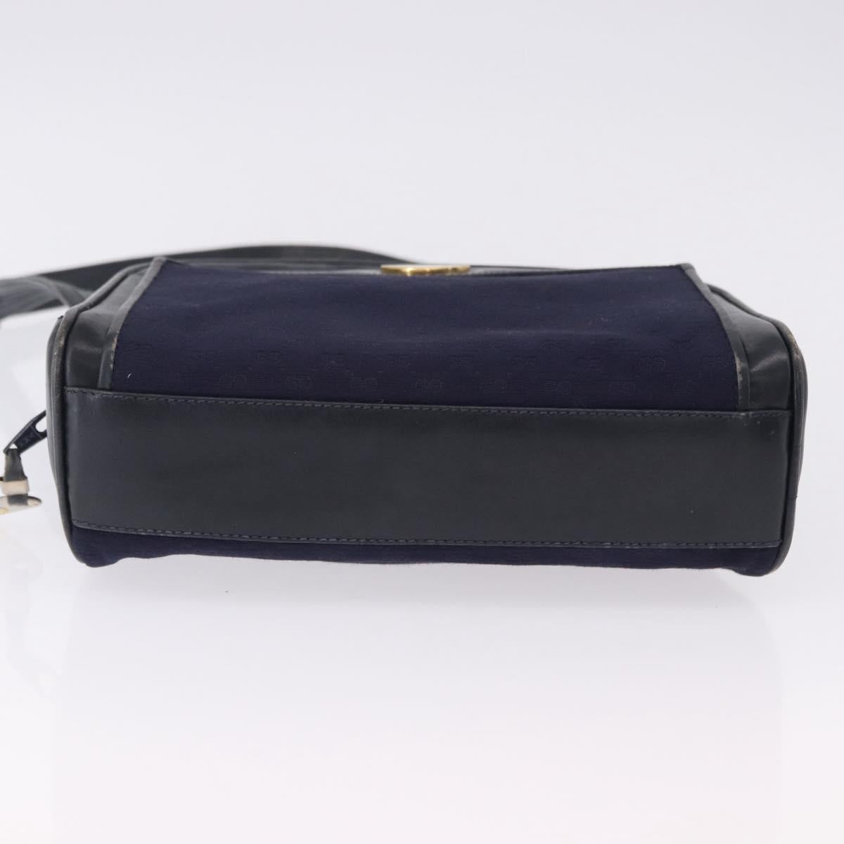 GUCCI Micro GG Canvas Shoulder Bag Navy Gold Auth 192243