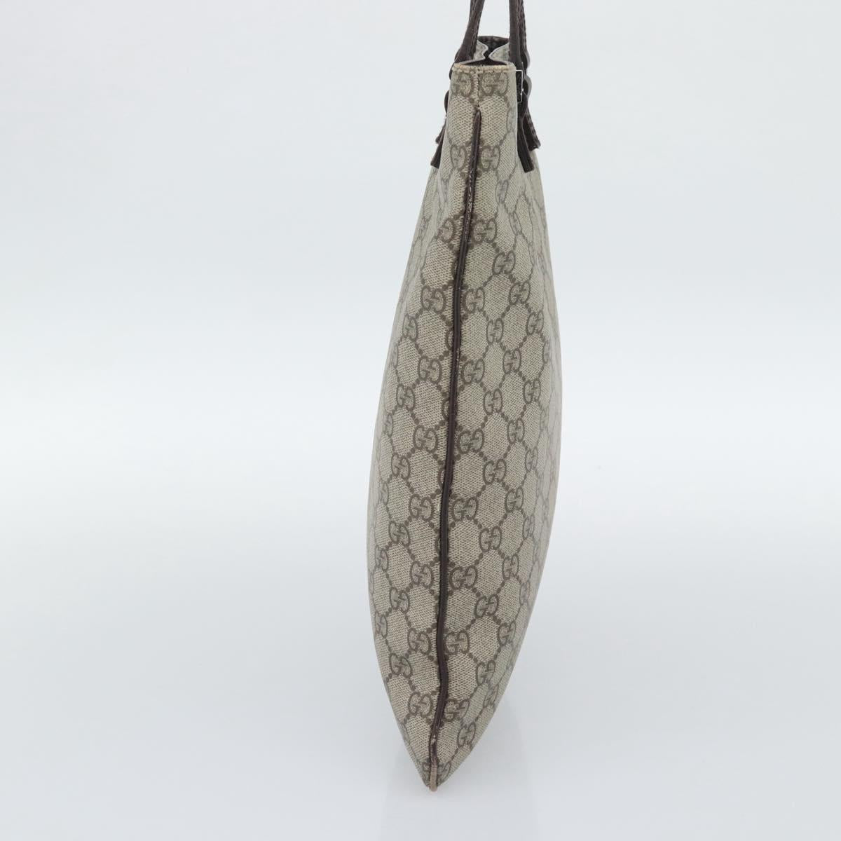 GUCCI GG Supreme Hand Bag PVC Beige Silver 117551 Auth 192245