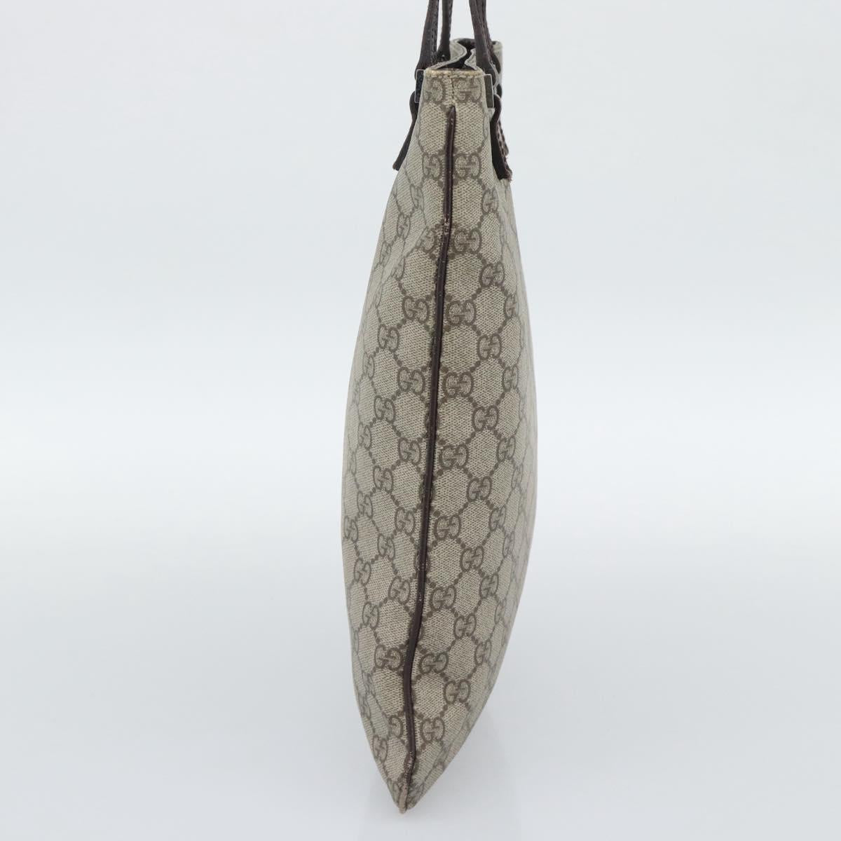 GUCCI GG Supreme Hand Bag PVC Beige Silver 117551 Auth 192245