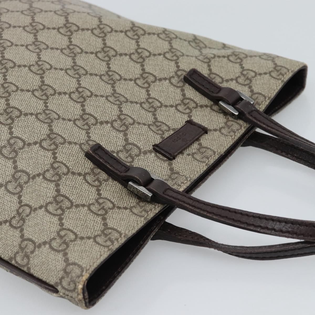 GUCCI GG Supreme Hand Bag PVC Beige Silver 117551 Auth 192245