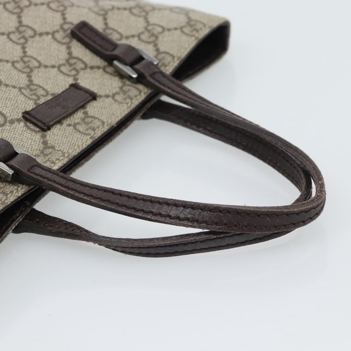 GUCCI GG Supreme Hand Bag PVC Beige Silver 117551 Auth 192245