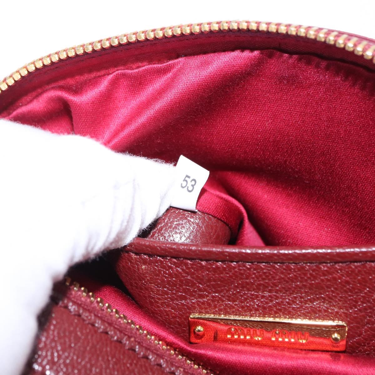 Miu Miu Shoulder Bag Leather Red Gold Auth 192246V