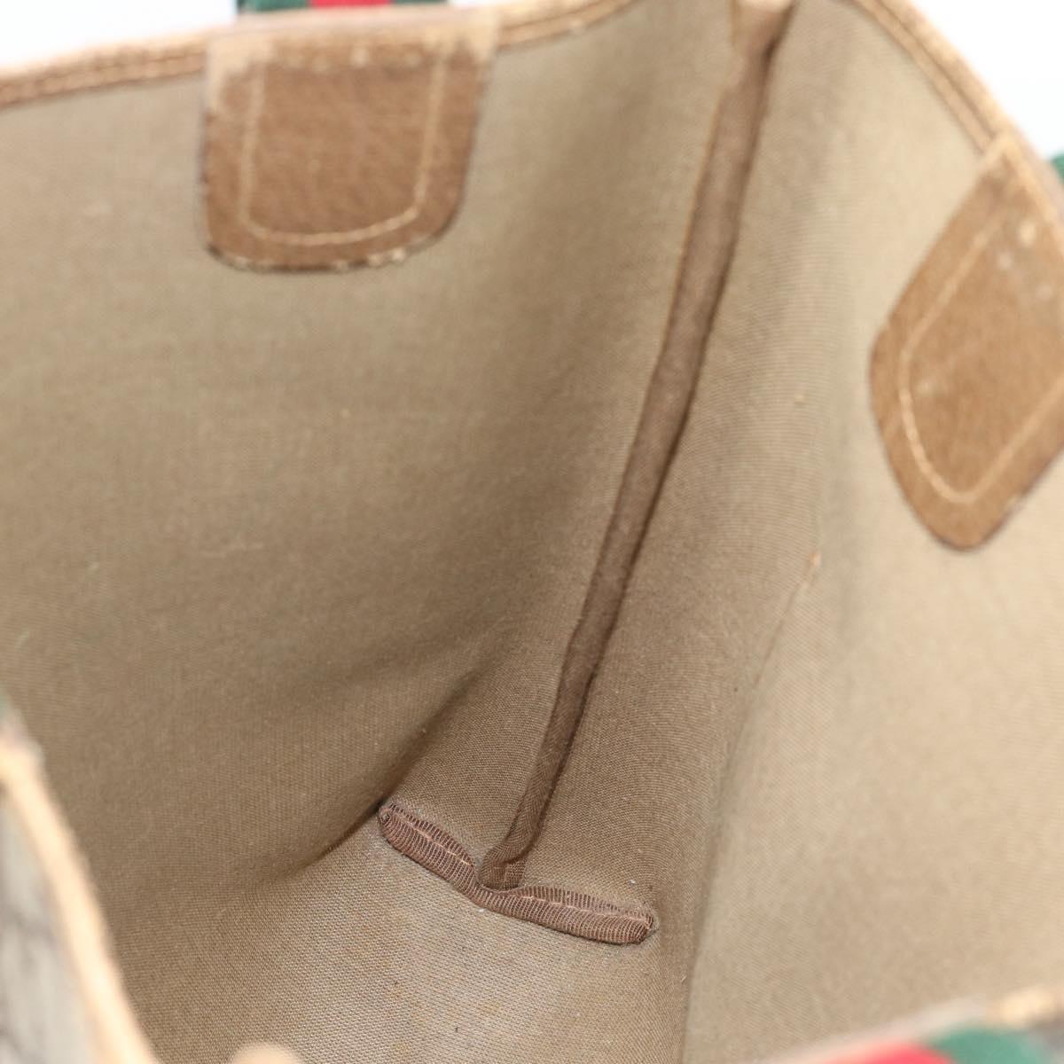 GUCCI GG Supreme Web Sherry Line Tote Bag PVC Beige Gold 40 02 003 Auth 192248